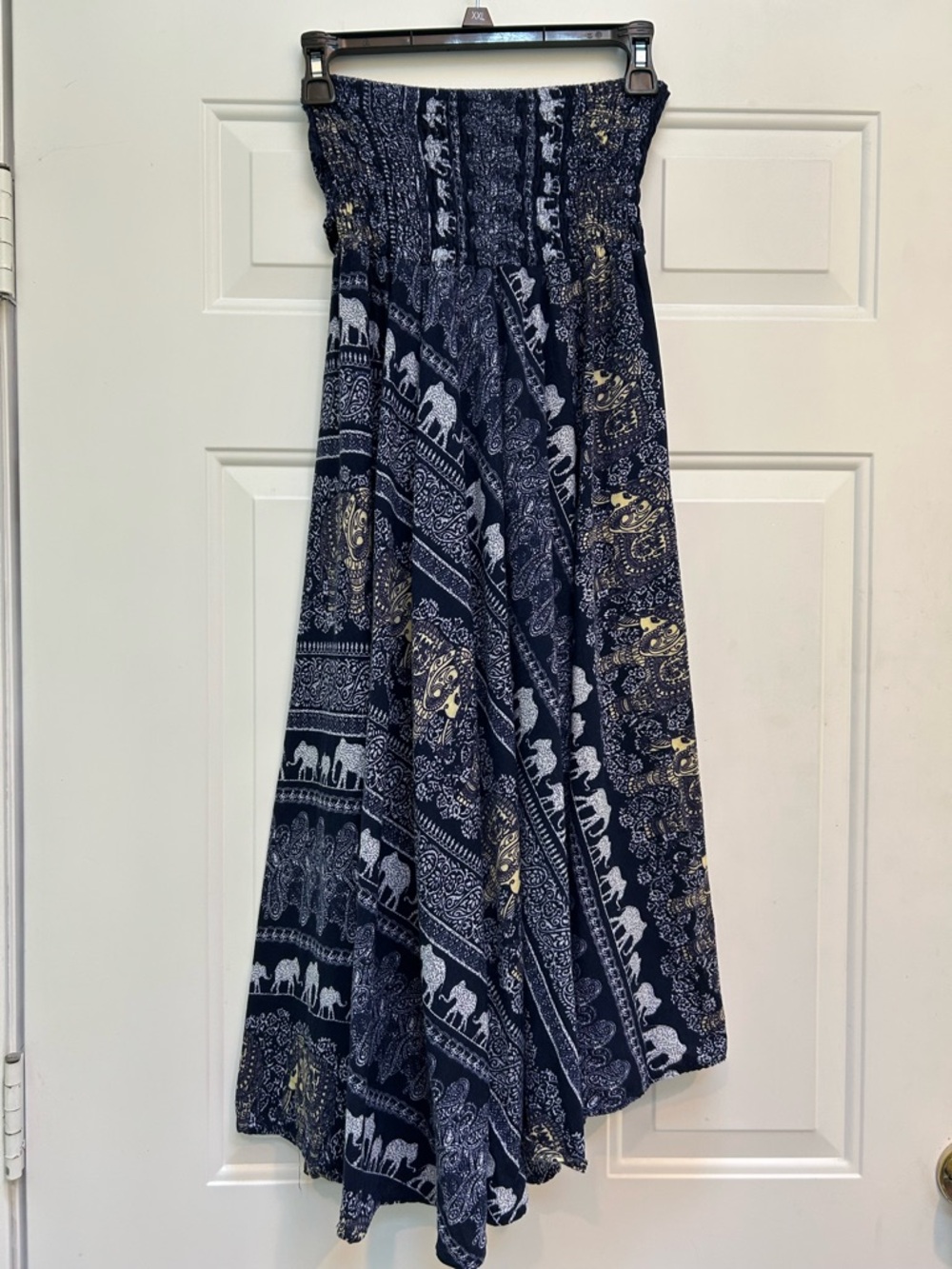 India Boutique Asymmetrical Navy Elephant Paisley Skirt/Dress Adjustable Tie S - Picture 5 of 6